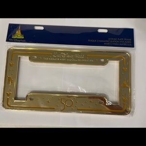 Walt Disney World 50th Anniversary 2022 Gold Metal License Plate Cover Frame